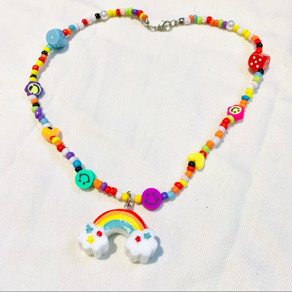 Brand New Y2K Rainbow Beaded Necklace